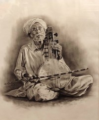 M. Rustam Khan, 22 x 28 Inch, Charcoal on Paper, Figurative Painting, AC-RUK-022